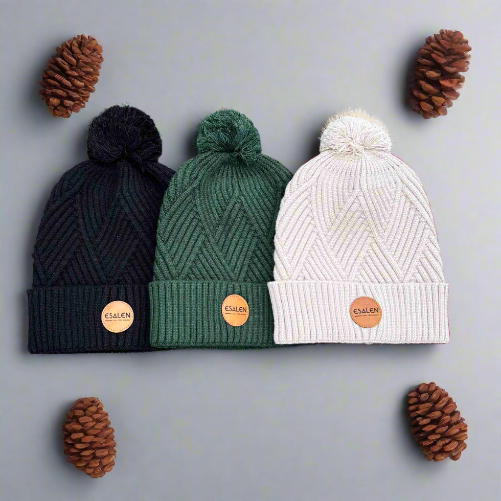 Pom Pom Beanie in Dark Green