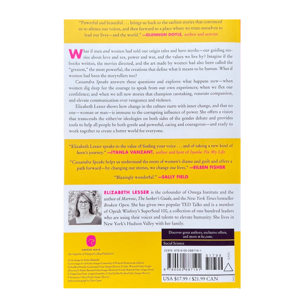 Esalen Books - Cassandra Speaks by Elizabeth Lesser, back cover