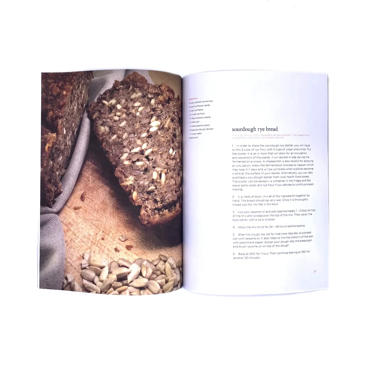 Esalen Books Made With Love: Recipes from the Esalen Kitchen by Kerryn O'Connor inside