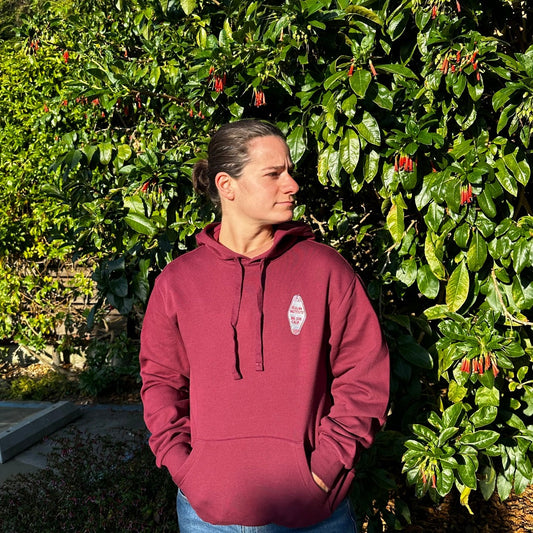 Room Key Embroidered Hoodie in Currant