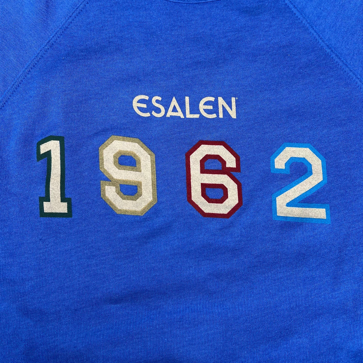 Esalen Heritage 1962 Logo Raglan Sweatshirt in Heather Royal Blue