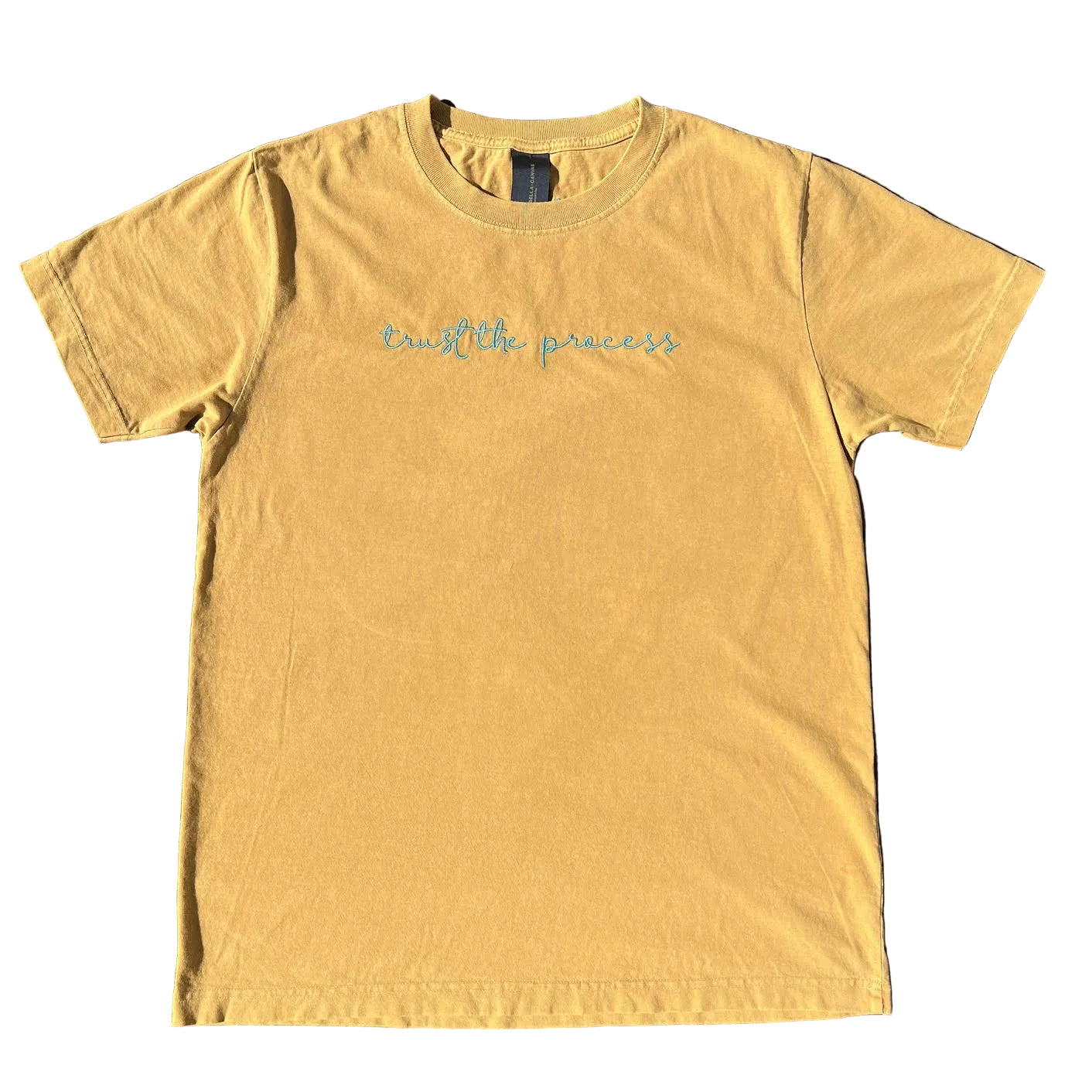 Esalen Trust the Process Embroidered T'Shirt in Mustard