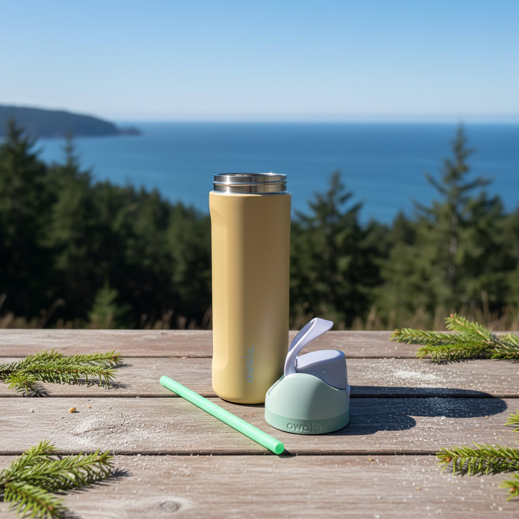 Esalen Classic Logo Owala FreeSip Bottle in Beachfront