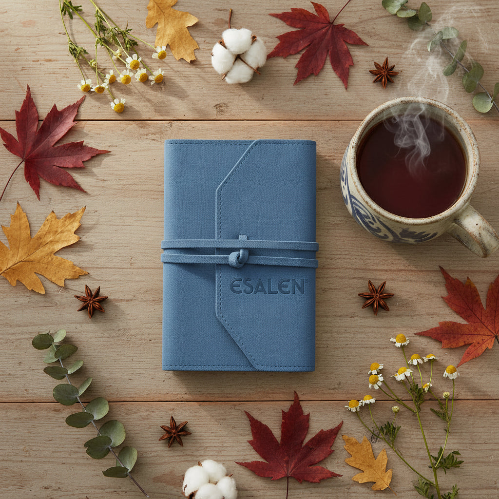 Esalen Logo Suede Tie Journal in Azure