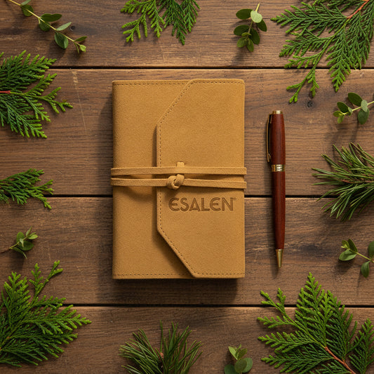 Esalen Logo Suede Tie Journal in Almond