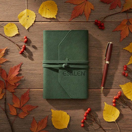 Esalen Logo Suede Tie Journal in Juniper