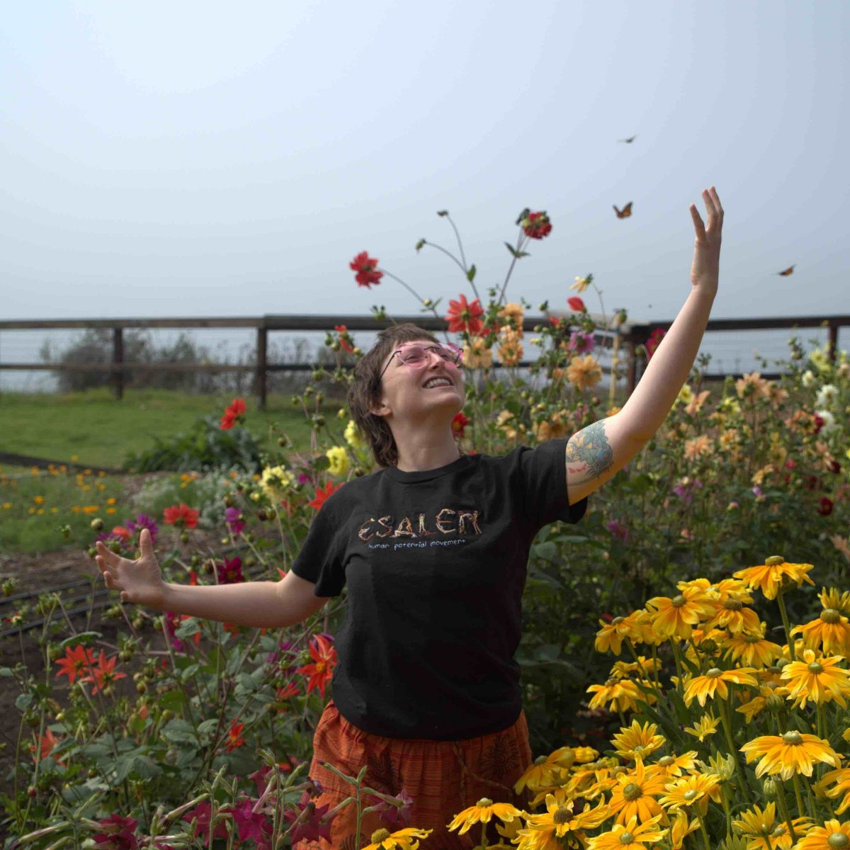 Esalen x C-Bonz Human Potential Embroidered T-Shirt in Black