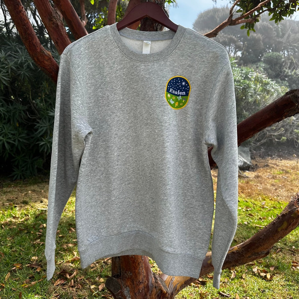 Night Star Embroidered Fleece Sweatshirt in Heather Grey