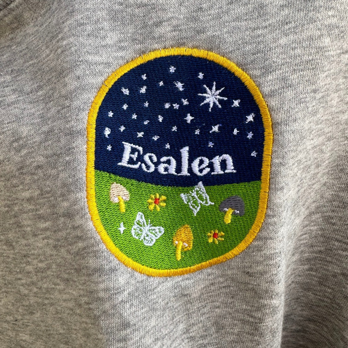 Night Star Embroidered Fleece Sweatshirt in Heather Grey