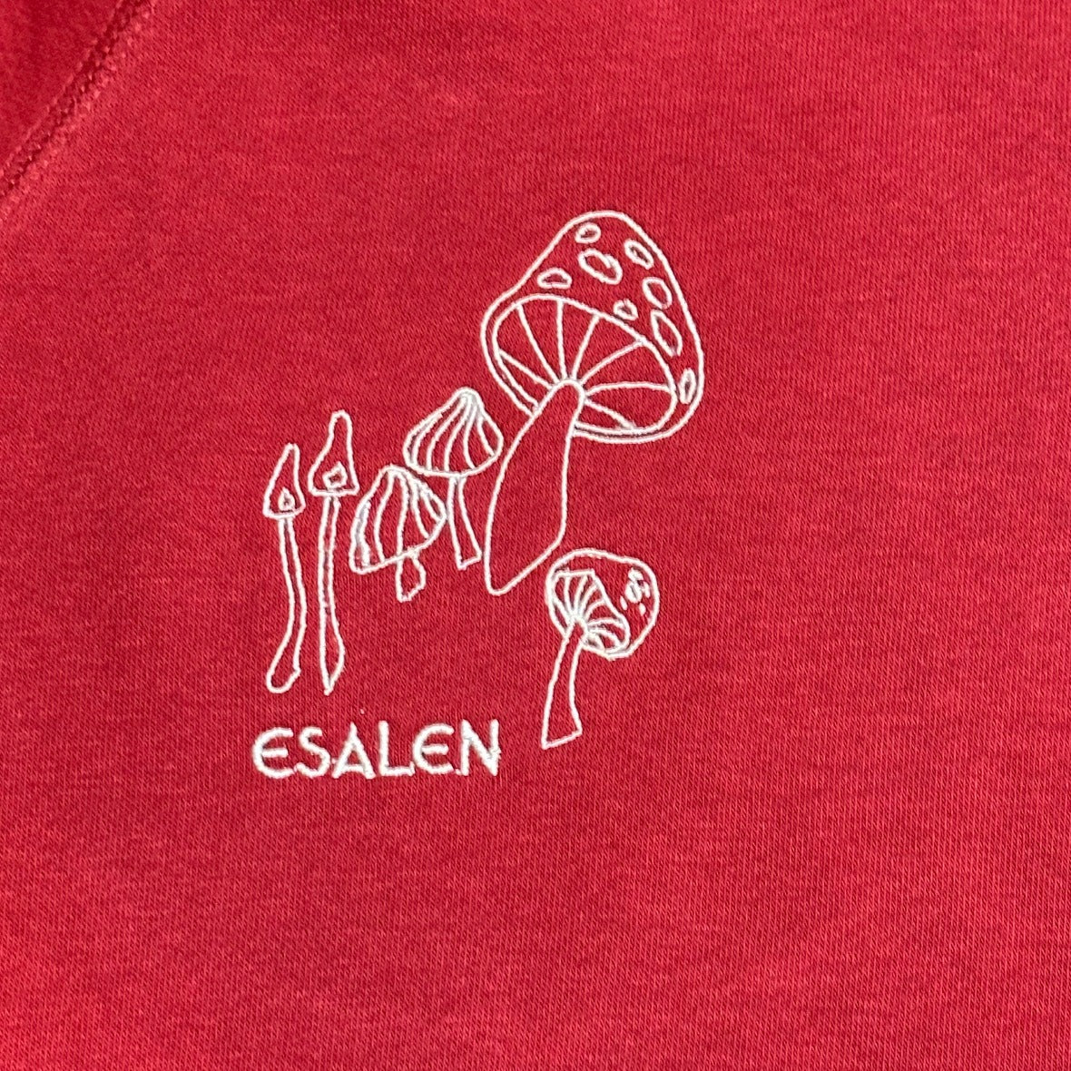 Esalen Mushroom Cluster Embroidered Sweatshirt in Red
