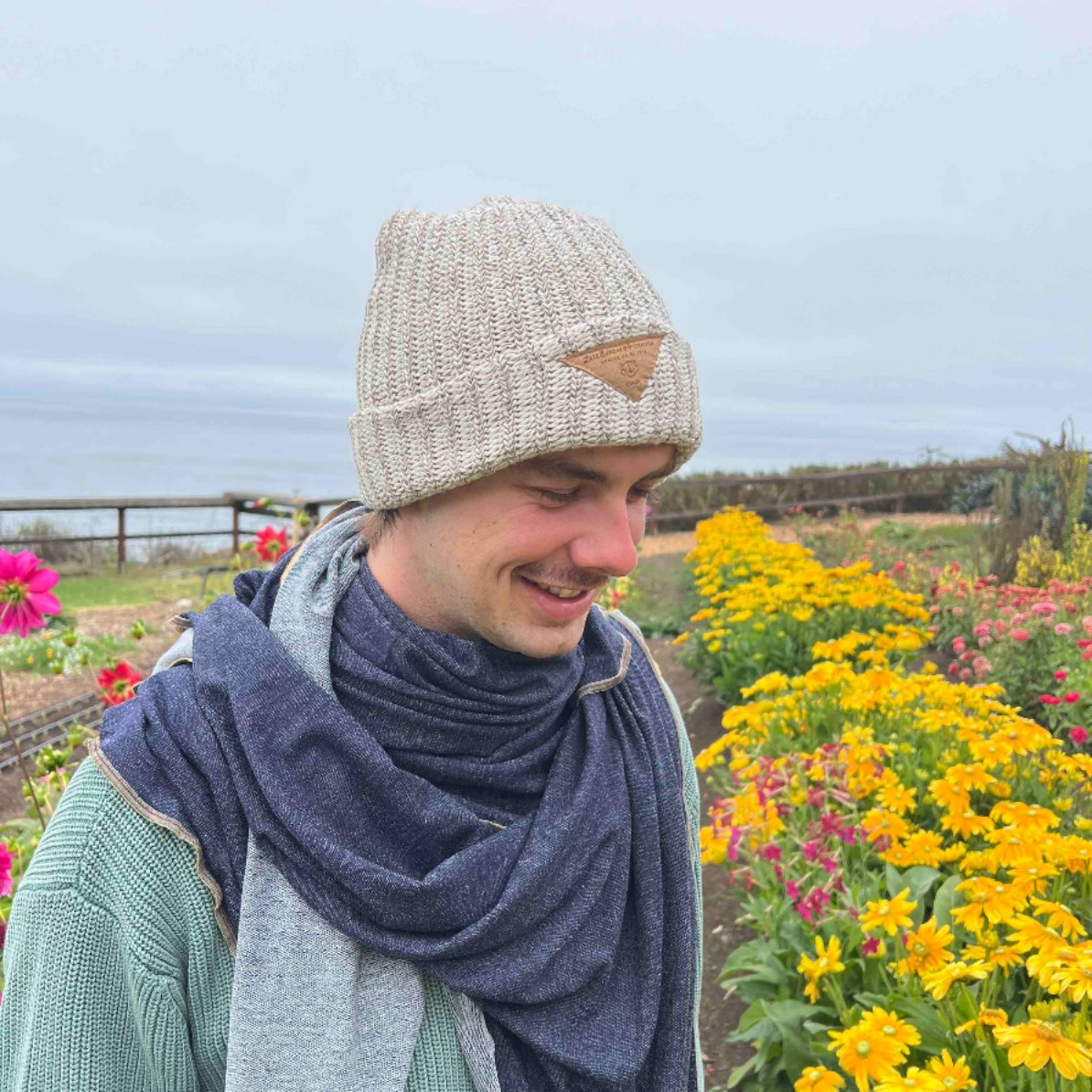 Esalen x Late Sunday Afternoon Natural Hightop Beanie in Natural Marble