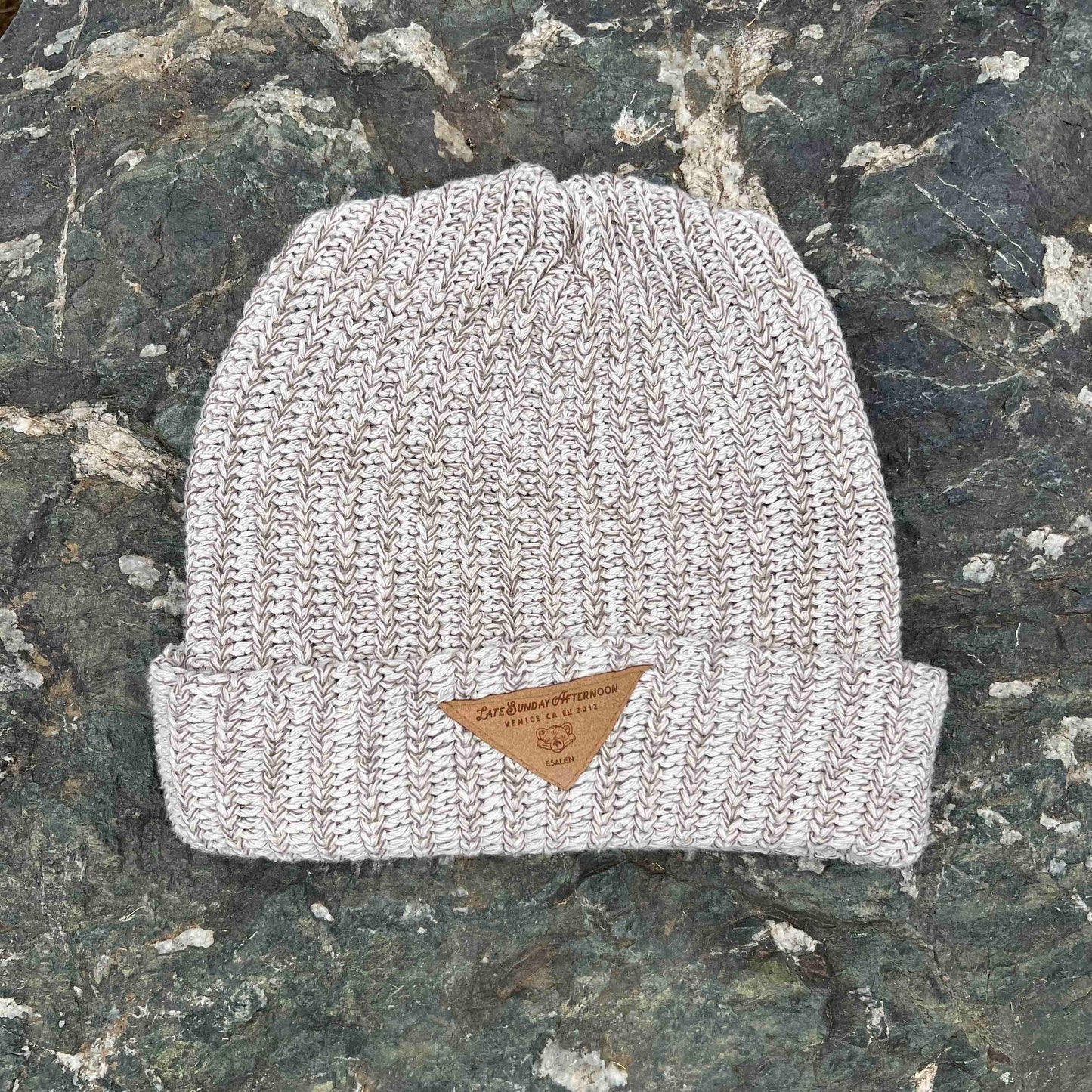 Esalen x Late Sunday Afternoon Natural Hightop Beanie in Natural Marble