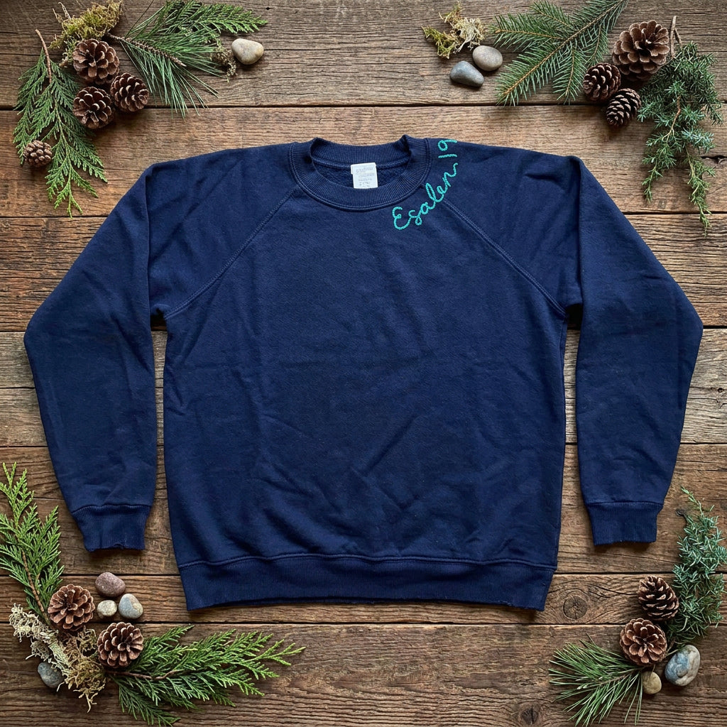 Esalen 1962 Embroidered Sweatshirt in Navy Blue