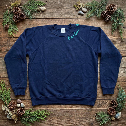 Esalen 1962 Embroidered Sweatshirt in Navy Blue