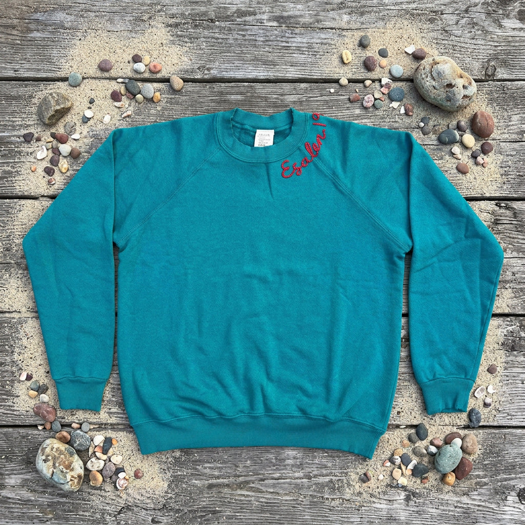 Esalen 1962 Embroidered Sweatshirt in Teal