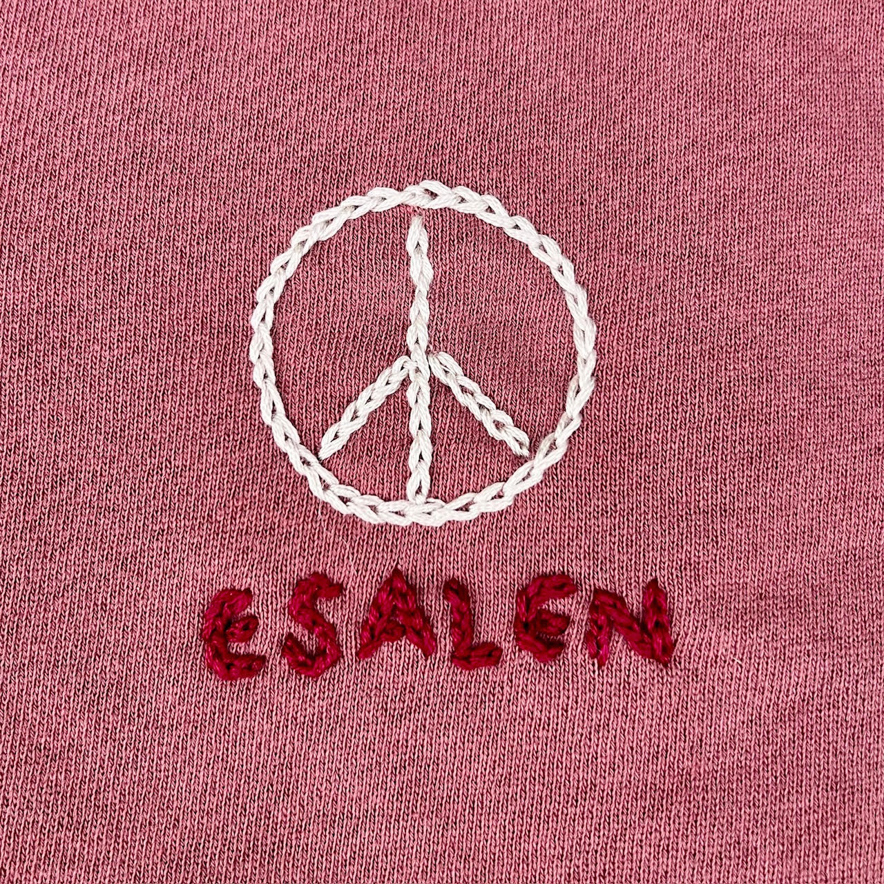 Embroidered Peace Symbol Sweatshirt in Brick - ISBMS x Esalen