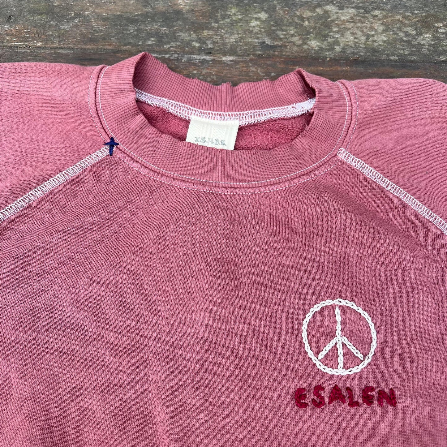 Embroidered Peace Symbol Sweatshirt in Brick - ISBMS x Esalen