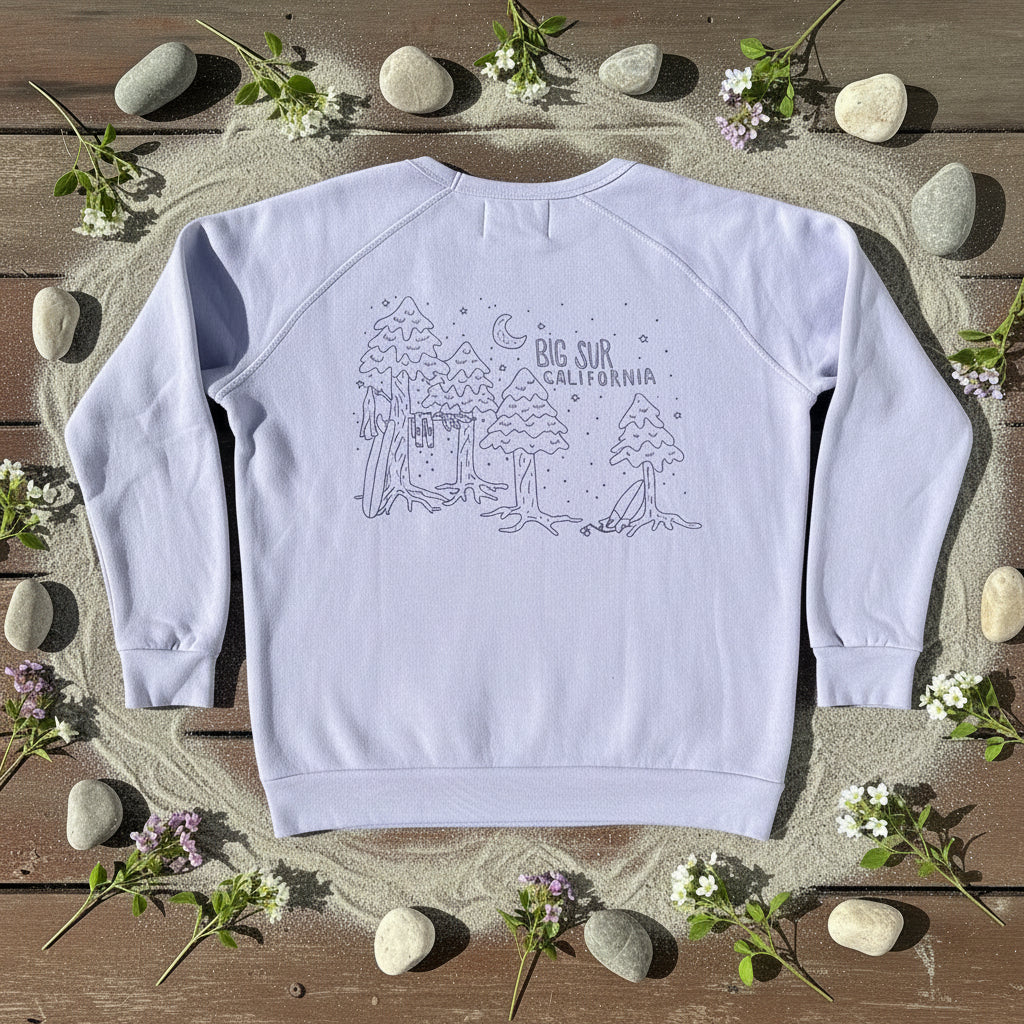 Big Sur Tall Tree Esalen Sweatshirt in Lavender by Somewhere x Esalen