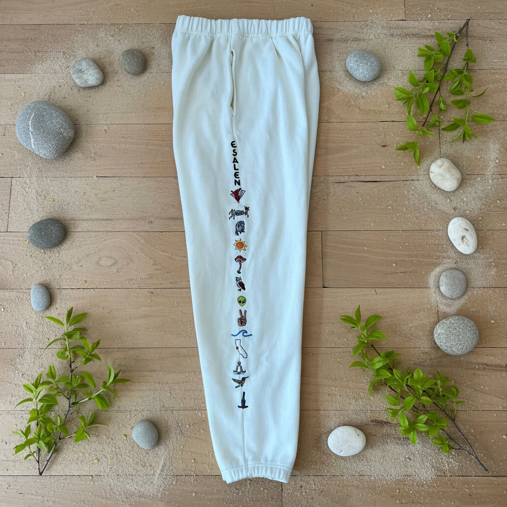Esalen Embroidered Track Jogger Pant in Cream by C-Bonz x Esalen