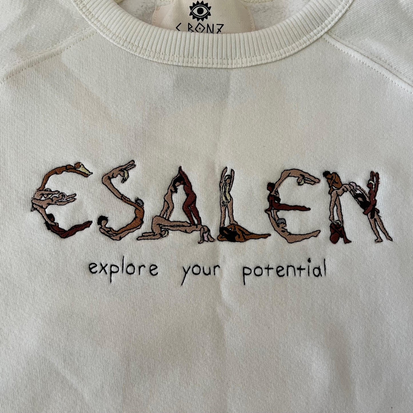 Esalen Explore Your Potential Embroidered Sweatshirt in Cream by C-Bonz x Esalen