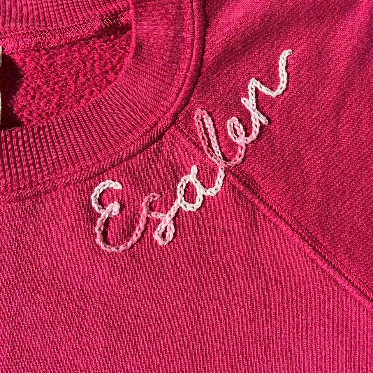 Rainbow Ombre Embroidered Sweatshirt in Fuchsia by ISMBS x Esalen
