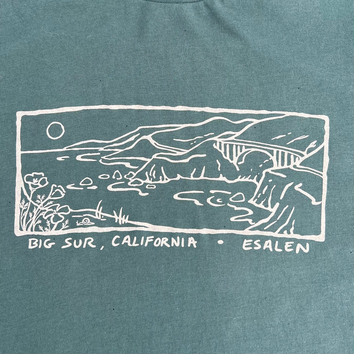 Esalen Big Sur Fire Relief T-Shirt in Pine Green