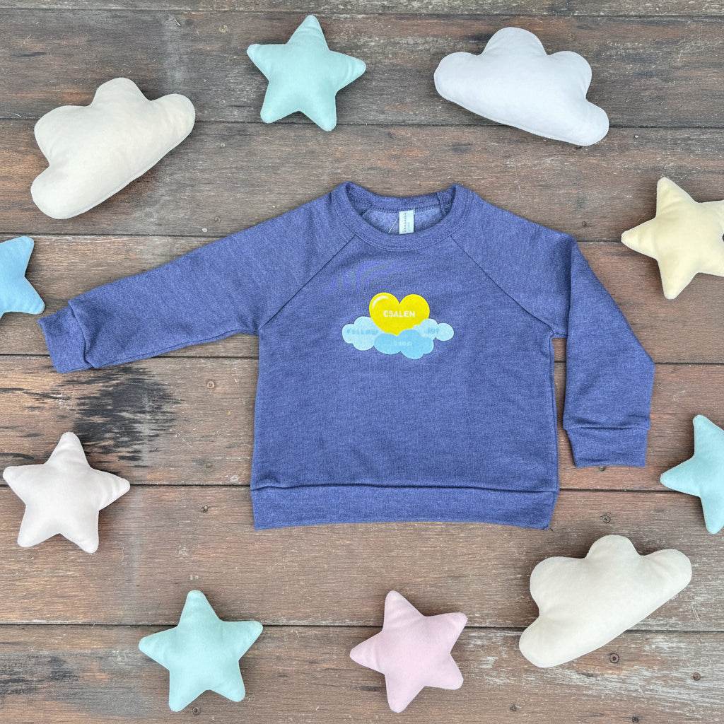 Esalen Toddler Follow Your Joy Raglan Sweatshirt in Heather Navy
