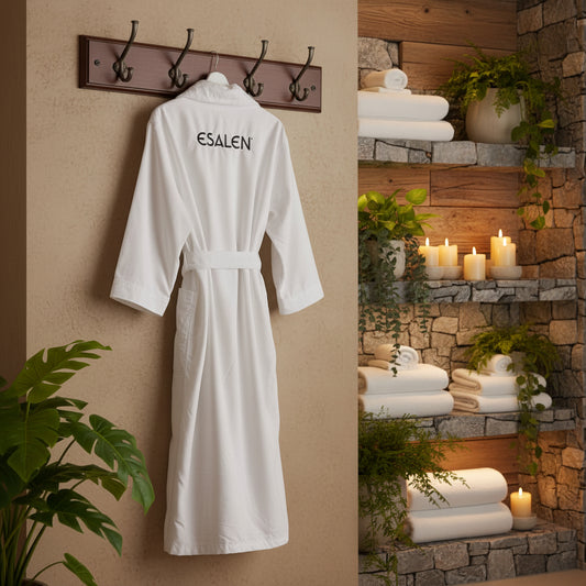 Esalen Embroidered Robe in White