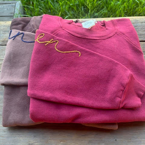 Grateful & Cozy Esalen Logo Sleeve Sweatshirt in Gingerbread