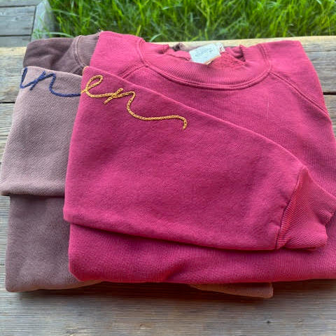 Grateful & Cozy Esalen Logo Sleeve Sweatshirt in Maroon