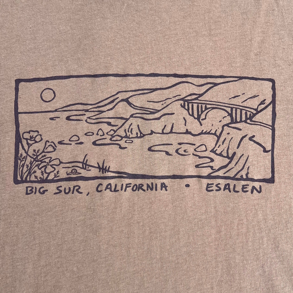 Esalen Big Sur Fire Relief T-Shirt in Vintage Brown