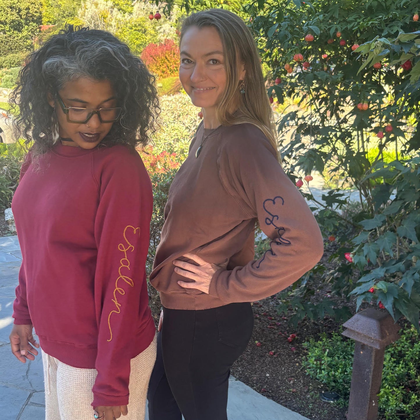 Grateful & Cozy Esalen Logo Sleeve Sweatshirt in Gingerbread
