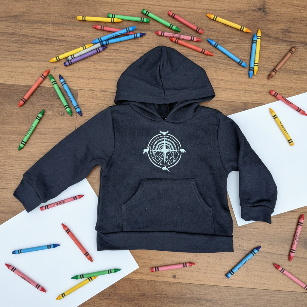 Esalen Toddler Compass Grid Hoodie in Black