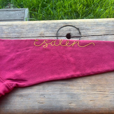 Grateful & Cozy Esalen Logo Sleeve Sweatshirt in Maroon