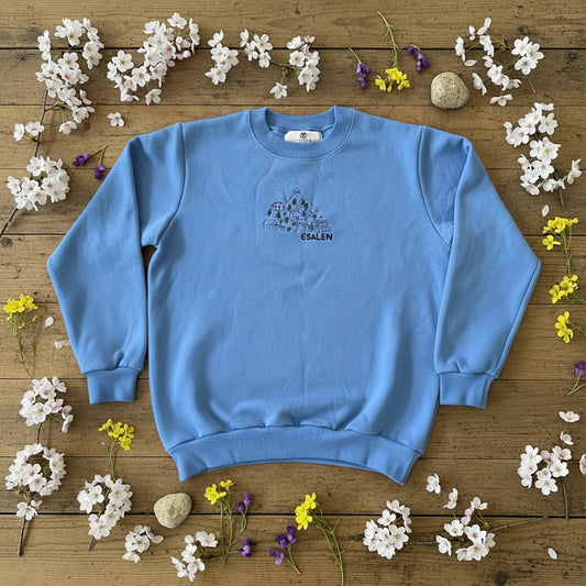 Esalen Campus Embroidered Sweatshirt in Blue by C-Bonz x Esalen