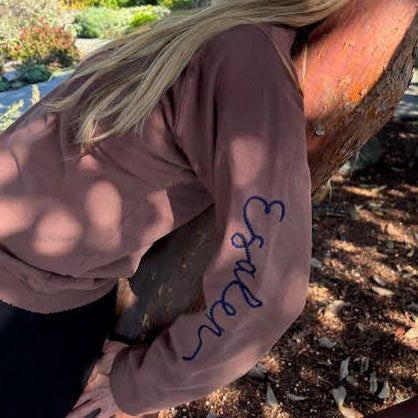 Grateful & Cozy Esalen Logo Sleeve Sweatshirt in Gingerbread