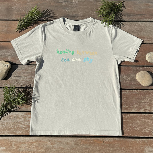 Esalen Healing Between Sea and Sky T'Shirt in Thyme