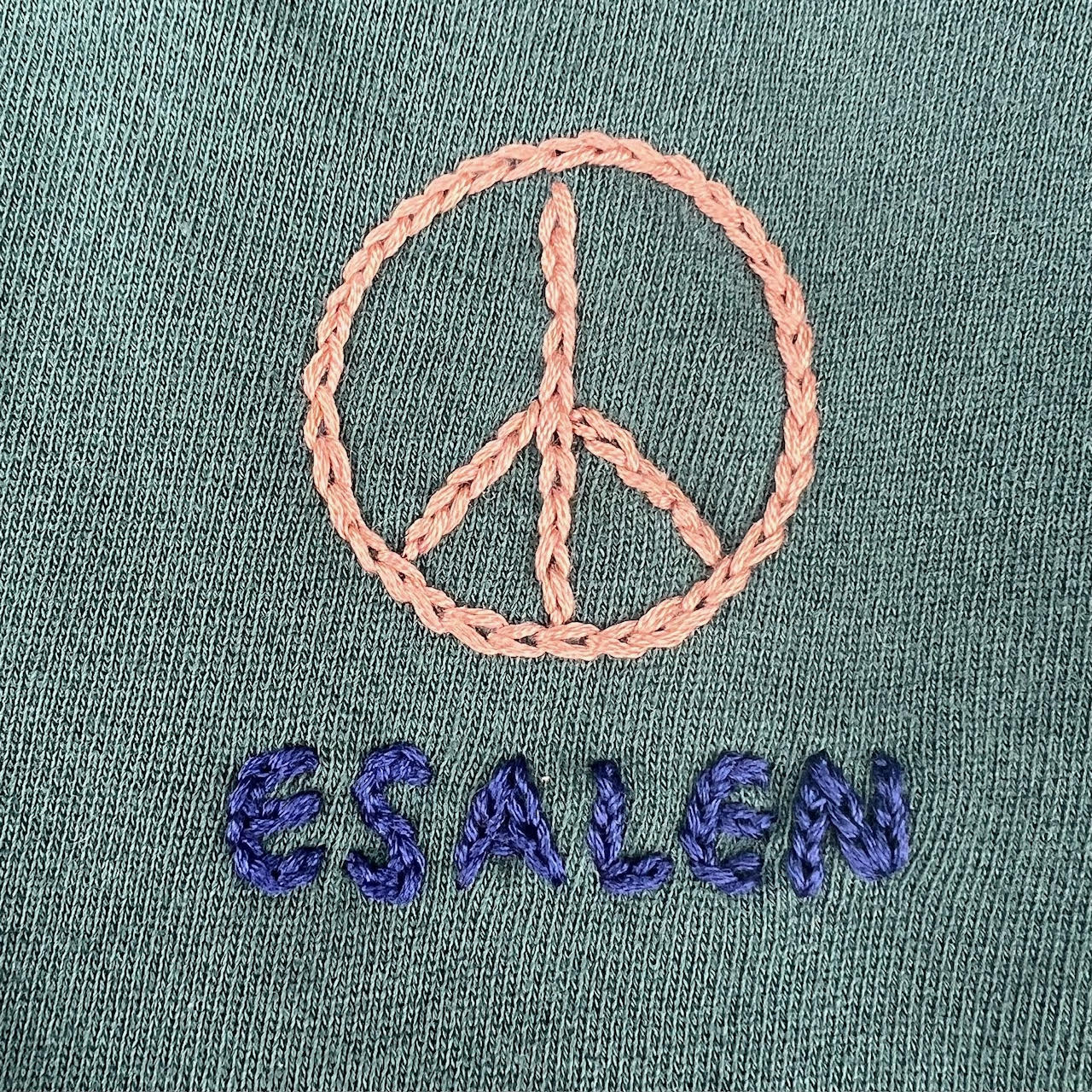 Embroidered Peace Symbol Sweatshirt in Pine Green - ISBMS x Esalen