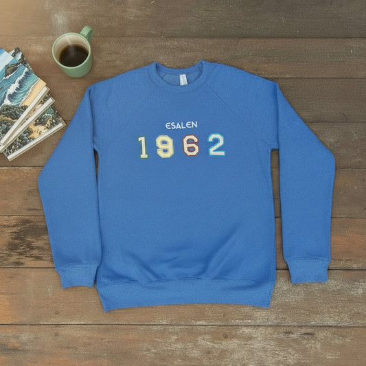 Esalen Heritage 1962 Logo Raglan Sweatshirt in Heather Royal Blue