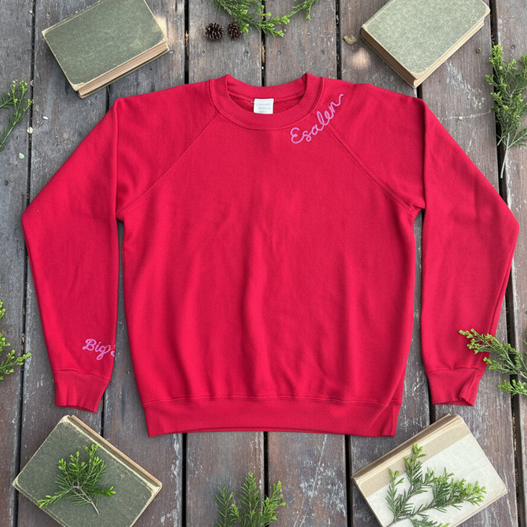 Embroidered Sweatshirt in Red by ISMBS x Esalen