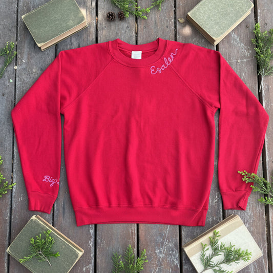 Embroidered Sweatshirt in Red by ISMBS x Esalen