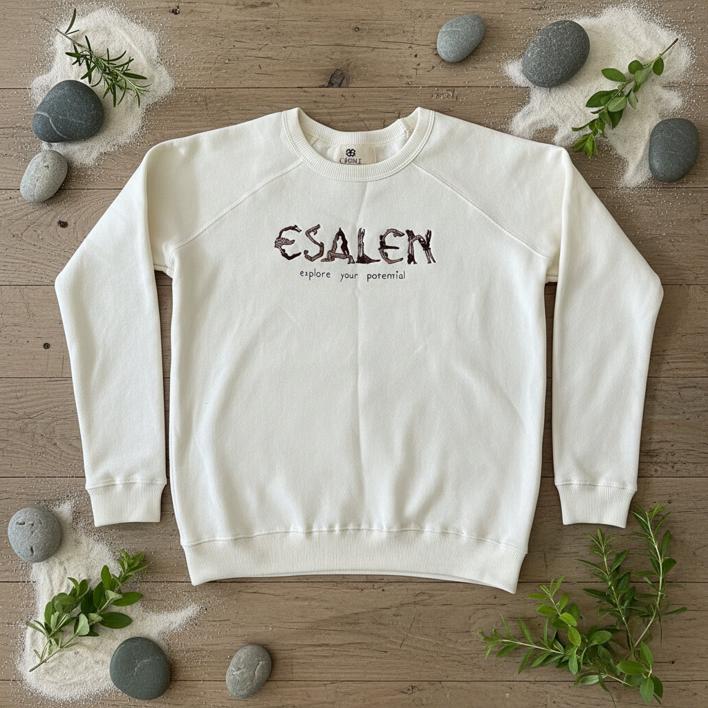Esalen Explore Your Potential Embroidered Sweatshirt in Cream by C-Bonz x Esalen