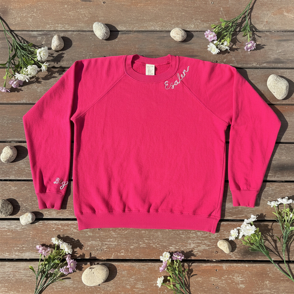 Rainbow Ombre Embroidered Sweatshirt in Fuchsia by ISMBS x Esalen