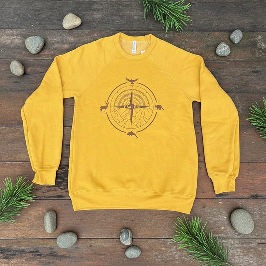 Esalen Compass Grid Raglan Sweatshirt in Heather Mustard