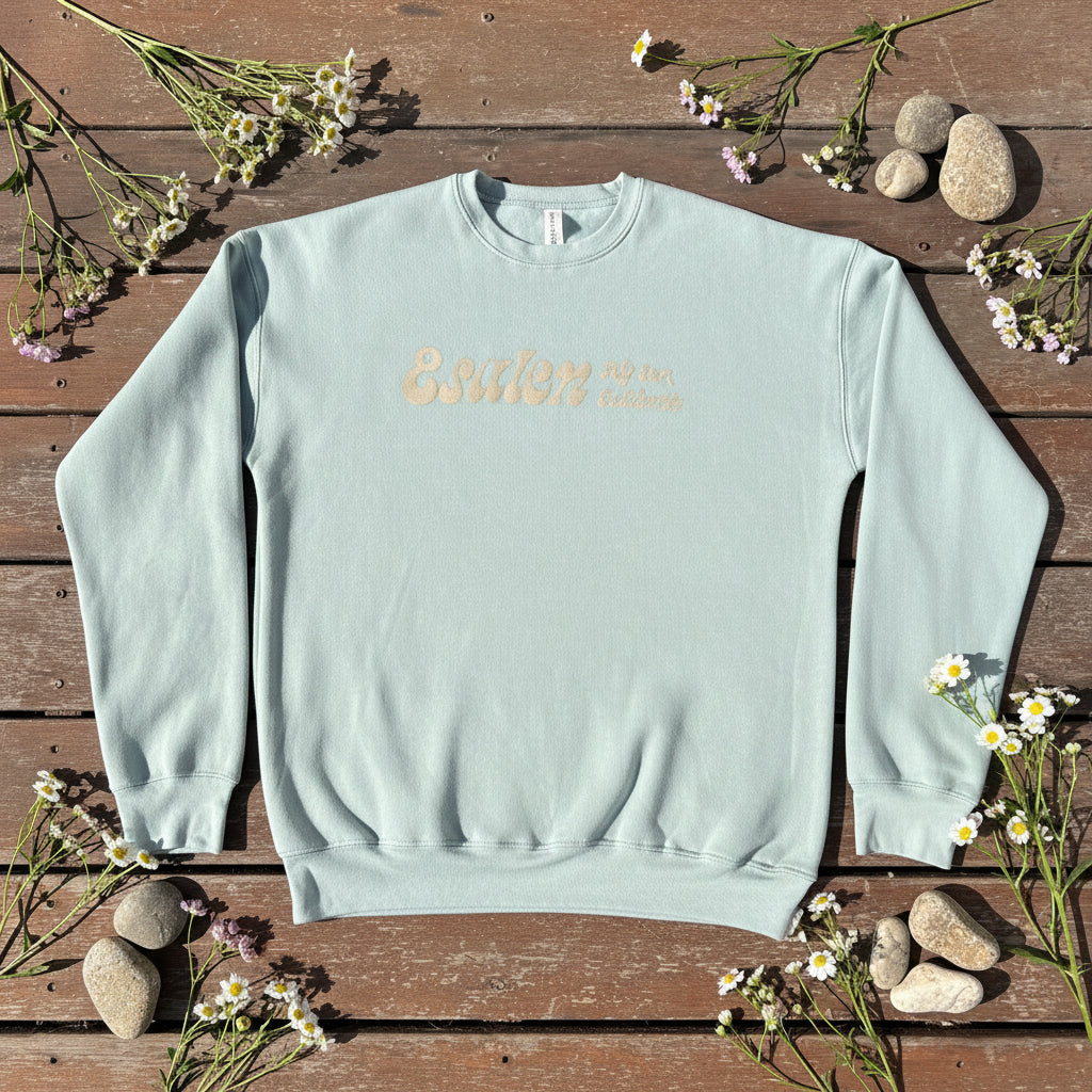 Esalen Big Sur California Logo Sweatshirt in Dusty Blue