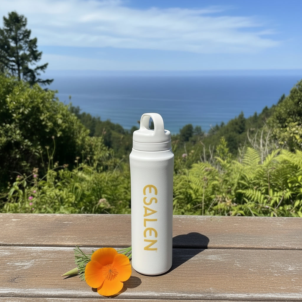 Esalen Logo Bottle in Marshmallow w/Yellow Logo