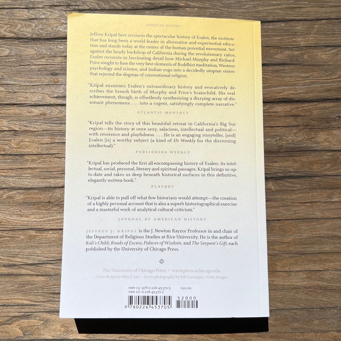 Esalen: America and the Religion of No Religion by Jeffrey Kripal, back cover